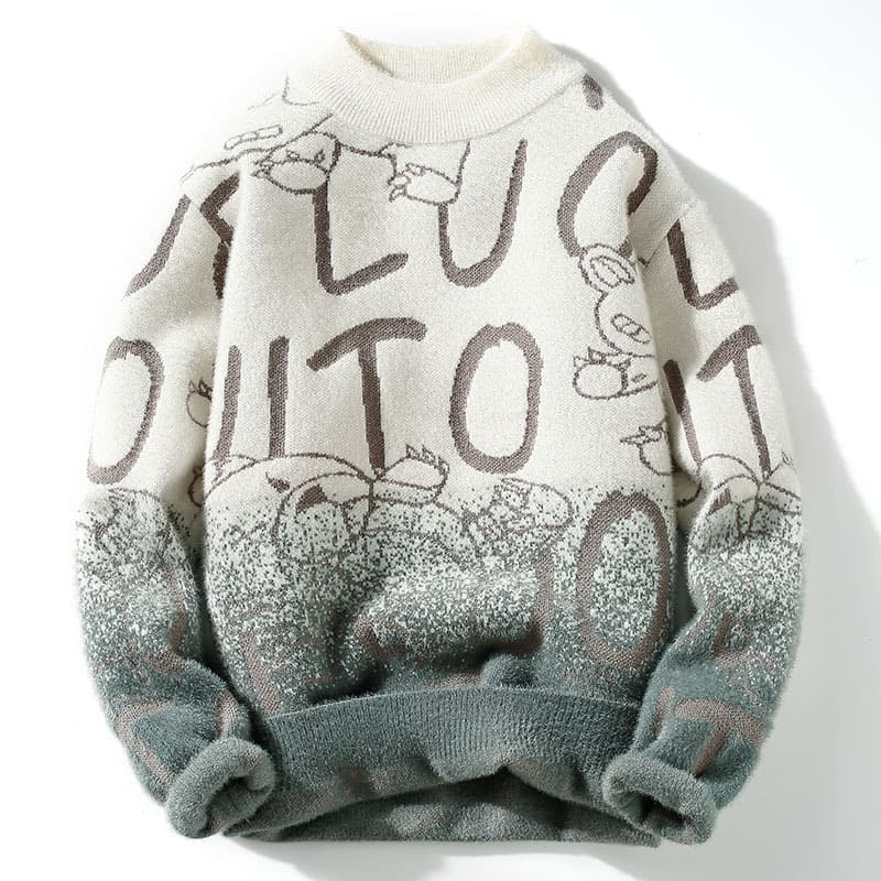 Men's Semi-Turtle Neck Sweater, Soft Mink Knit Pullover, Loose Fit Casual Cardigan, Long Sleeve Thick Warm Winter Sweater For Teens