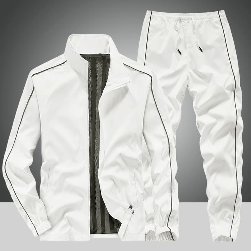 ​Men's Casual Jacket & Pants Set, Lightweight Polyester Sportswear Two-Piece Outfit, Trendy Streetwear For Spring & Fall​