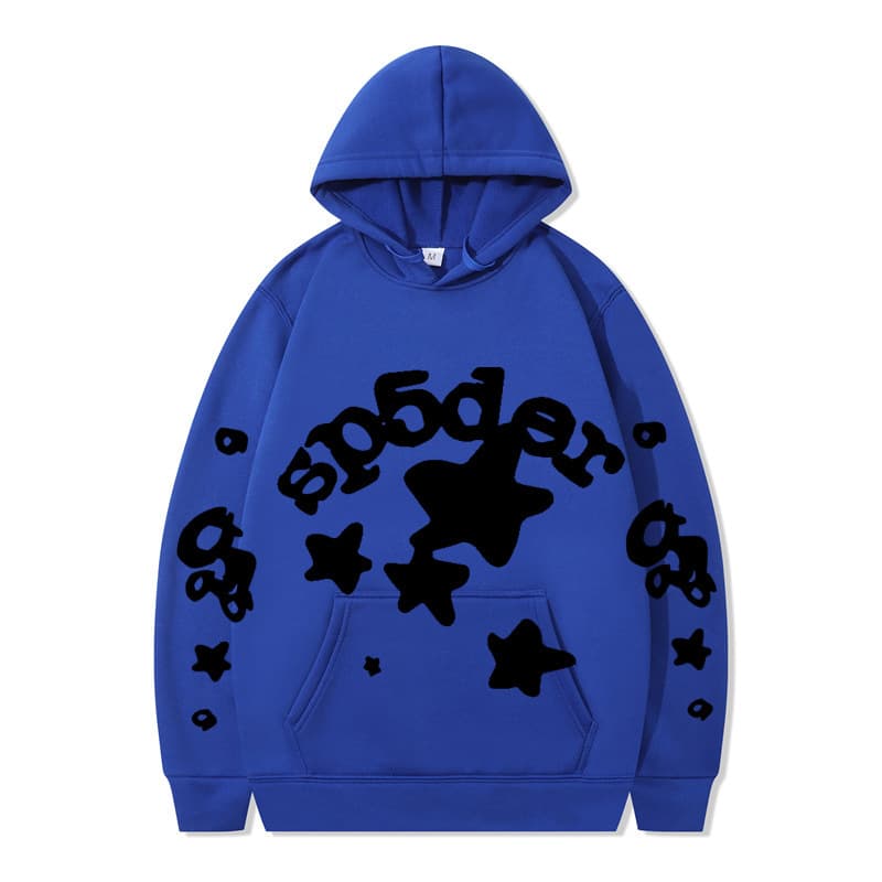 Sweat à capuche unisexe SP5DER imprimé toile d'araignée, marque tendance européenne et américaine, grandes tailles, coupe ample.
