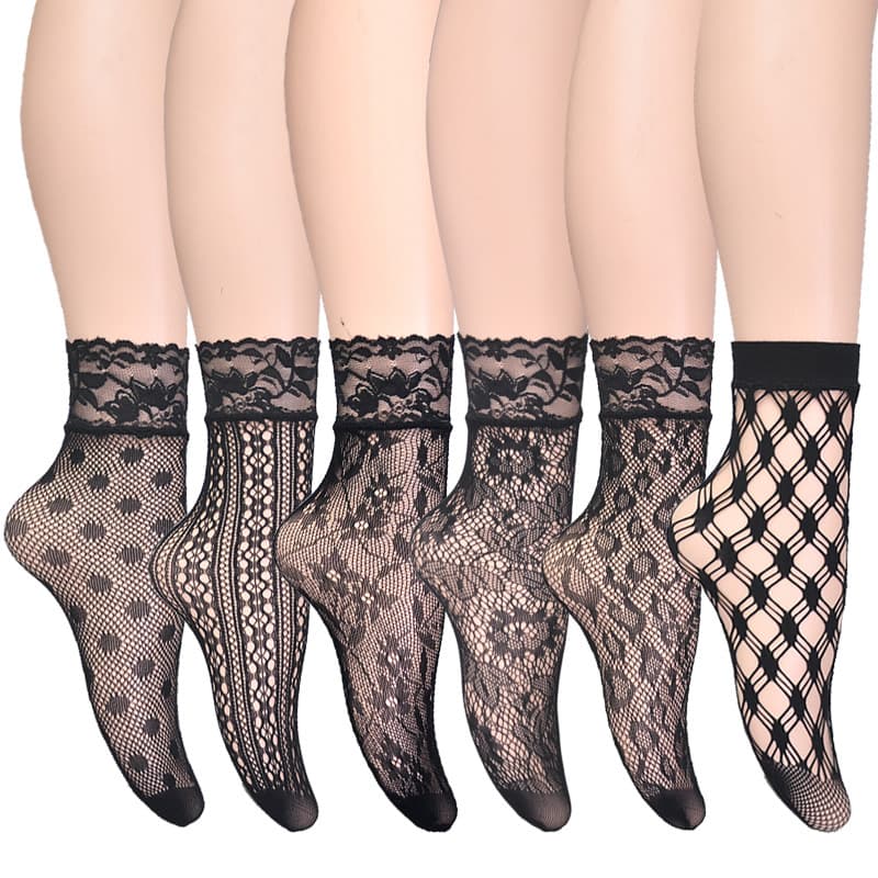 Summer socks hollow-out sexy black socks Women's European and American stockings thin jacquard fishnet socks summary