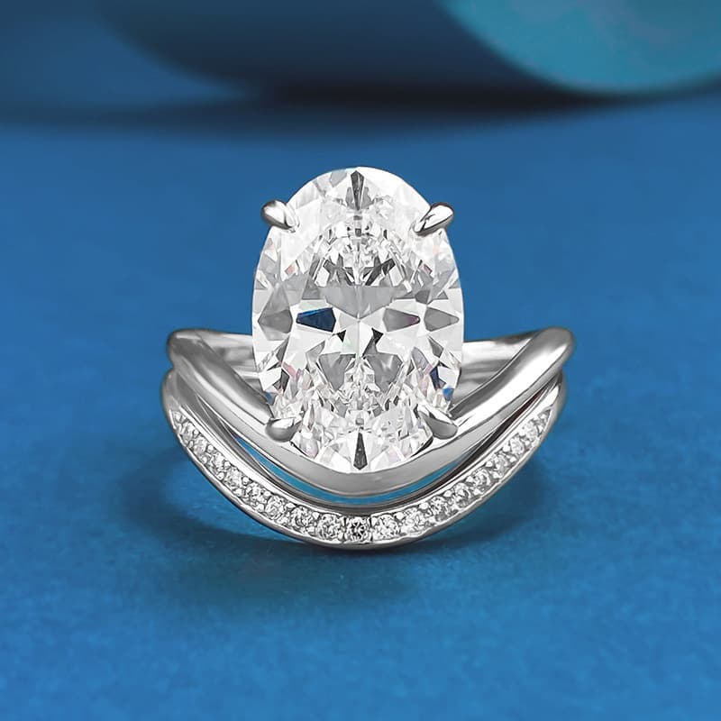 Hui Zhi Yi Jewelry 2025 New S Silver Oval Pigeon Egg 9*13mm Egg-Shaped Diamond Ring Stackable