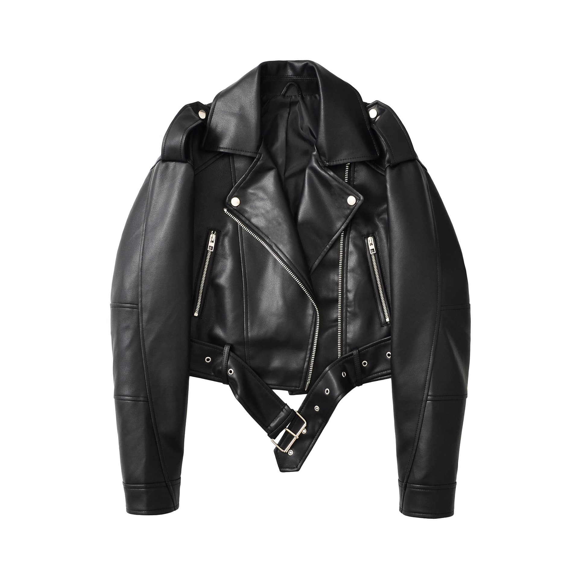 ​​Vintage Workwear PU Leather Jacket For Women, Cropped Biker Jacket, Loose Fit Zippered Coat, Streetwear Fashion, Black​​