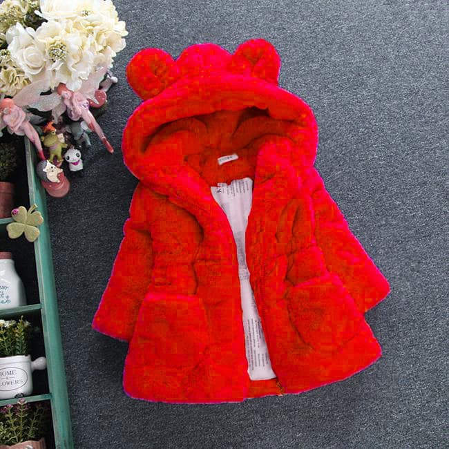 ALYCExiyuebaobao Commerce extérieur Automne Hiver Nouveau Manteau Fille Style Coréen Pull en Fourrure Oreilles de Lapin Veste Matelassée Épaisse