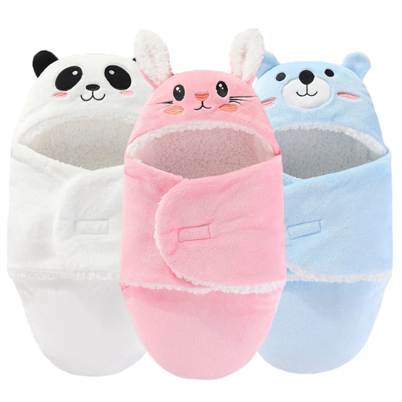 Soft Baby Sleeping Bags Warm Autumn and Winter Newborn Baby Wrap Blankets CartoonCocoon for babies Flannel Baby Sleepsack 0-9M