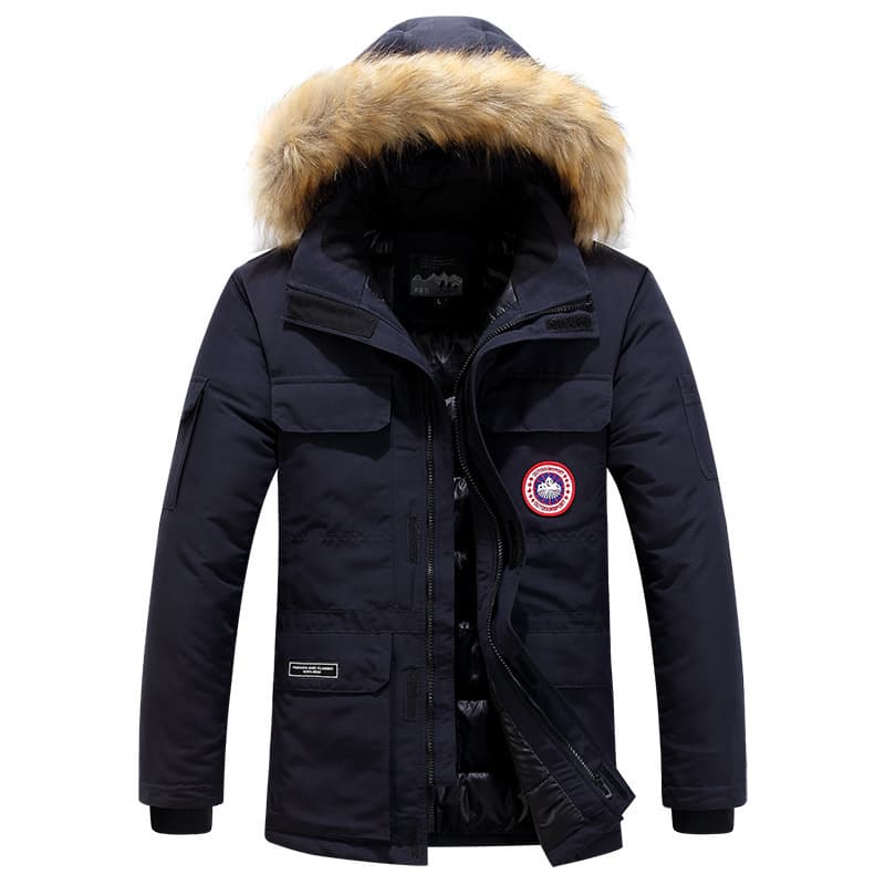 ​​Men's Fur-Collar Cotton Jacket – European & American Style Casual Workwear Coat​​