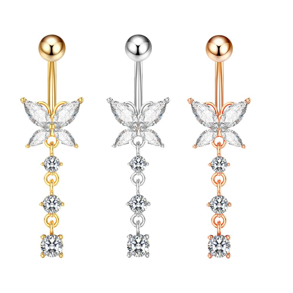 Women's Jewelry Belly Button Ring Creative Butterfly Zircon Belly Button Belly Button Ring Piercing Jewelry