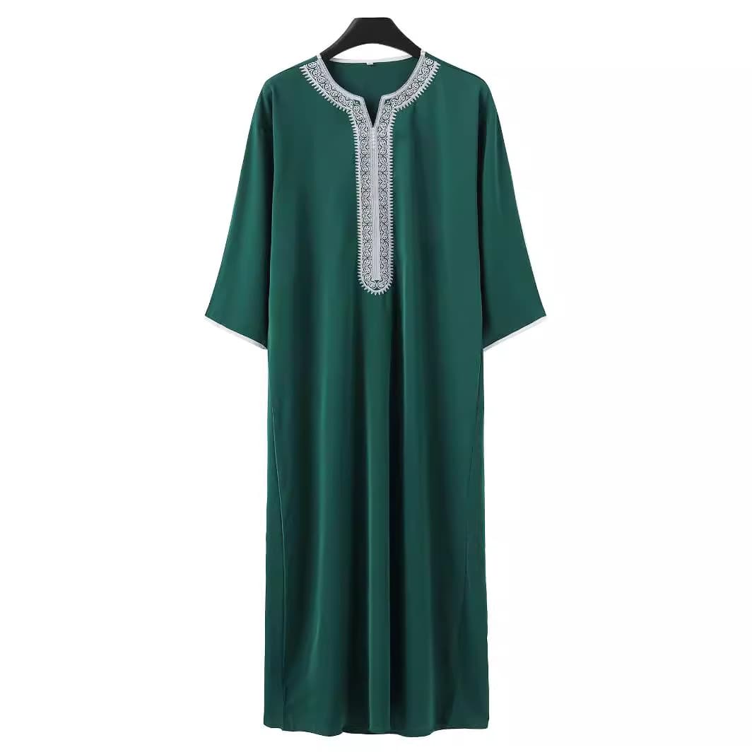 Men's Clothing New Middle Eastern Arab Robe Long Sleeve Embroidered Red Packet Men's Muslim Robe