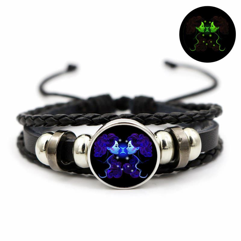 Bracelet en cuir lumineux pour homme et femme, douze constellations, style coréen, simple et lumineux