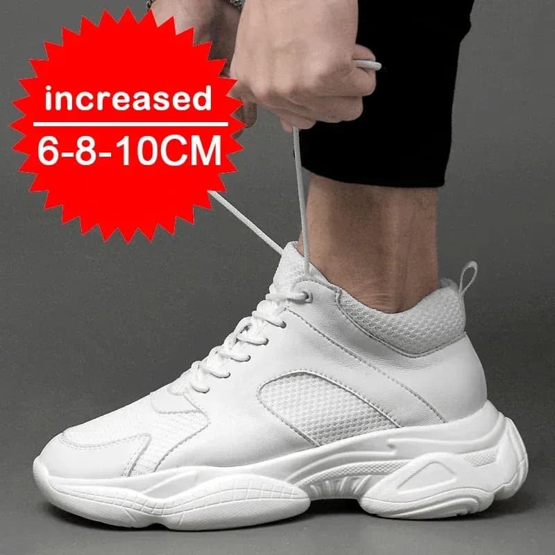 Summer New Style Fashion Sneakers Man Elevator Height Increase Insole 8cm White Black Taller Shoes Men Breathable Leisure Sports Plus