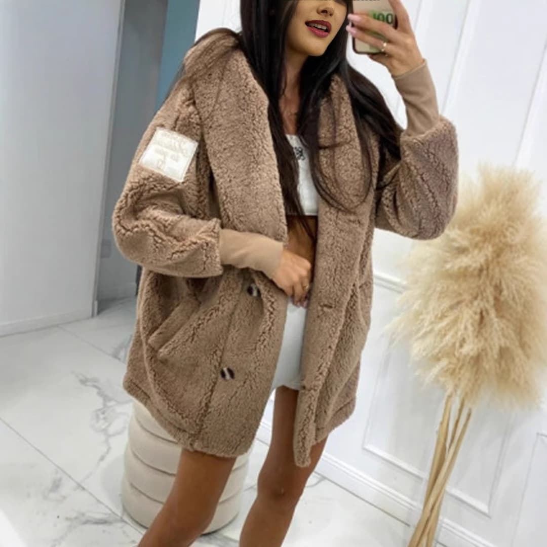 Women's Clothing Plush Loose Hooded Jacket