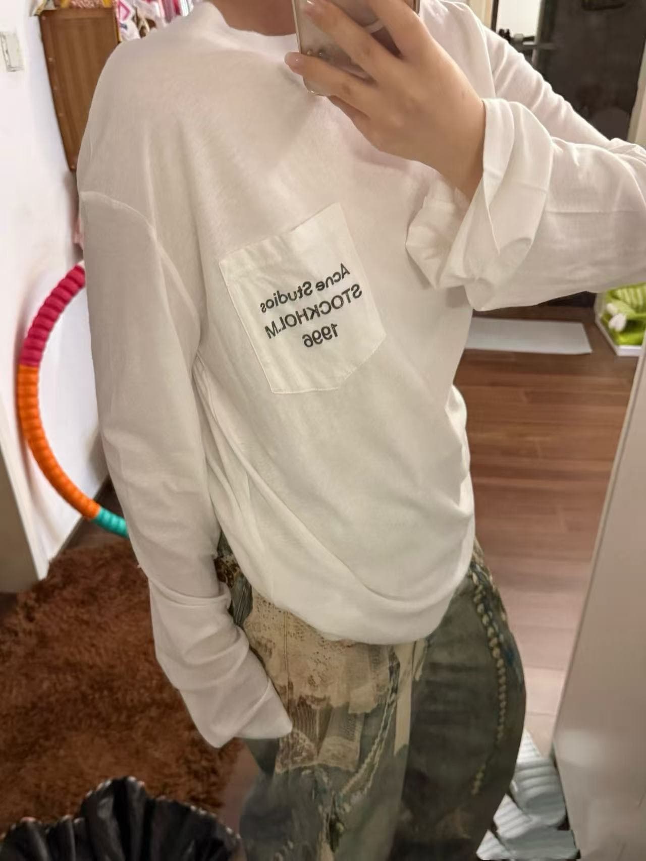 Version correcte du nouveau modèle 26, lettre avec impression du chiffre 1996, t-shirt ample à manches longues en coton-lin vieilli