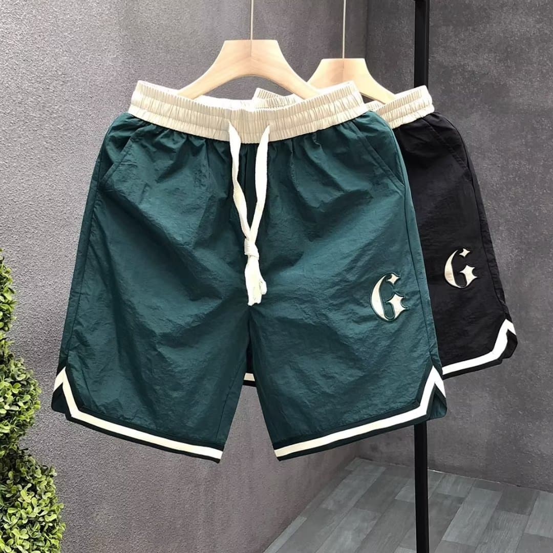 Premium Products Trendy Embroidered G-letter Men's Shorts, Summer Slim Sports Pants, Casual Capris, Beach Pants