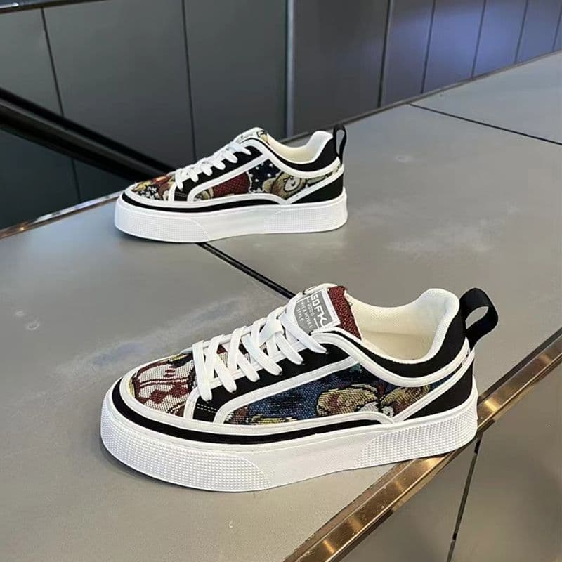 Diyan Summer Men's 2024 New Breathable Fashion Versatile Canvas Trendy Thick Sole Graffiti Casual Sports Shoes