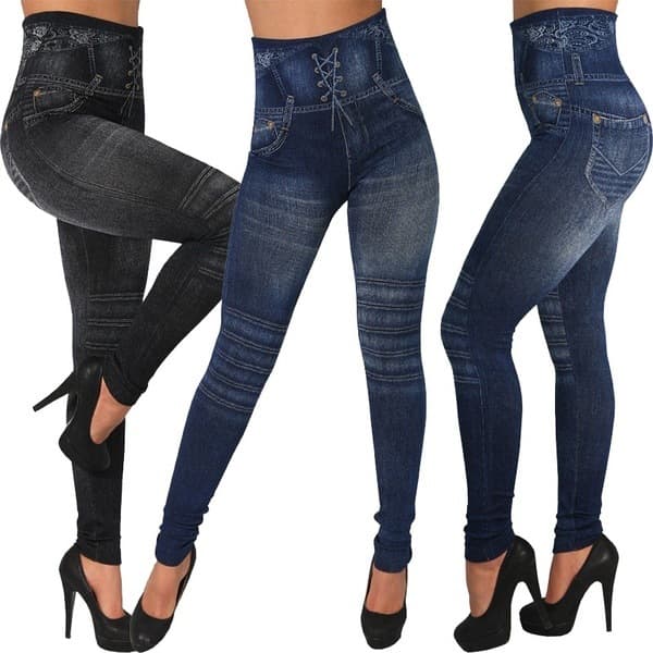 089 Seamless Cotton Denim Leggings Leg Wrap Pants
