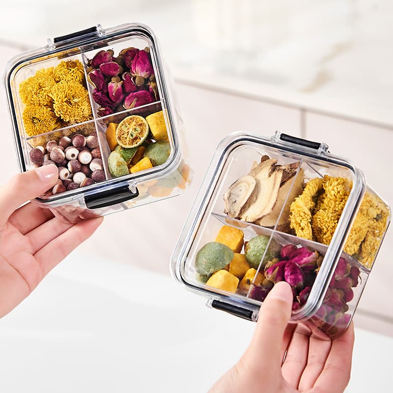 Kitchen Storage Compartment Sealed Jar Tea Storage Box Food Grade Grain Jar Storage Jar Dry Goods Square Transparent Storage Jar With Lid