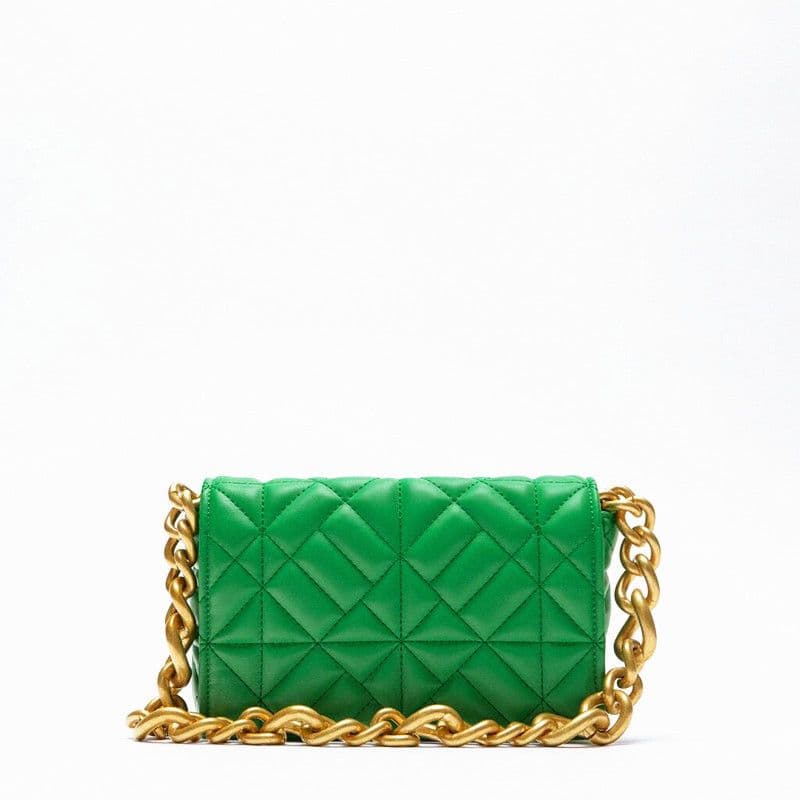 Z Family Lingge New Versatile Thick Chain Quilted Single Shoulder Mizi Embroidered Small Square Bag