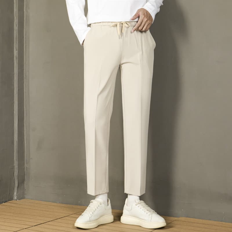 Men's Clothing Elastic Waist Drape Pants Men Autumn And Winter Small Suit Pants Ins Trend Nine Point Pants Straight Slim Loose Casual Pants Trend