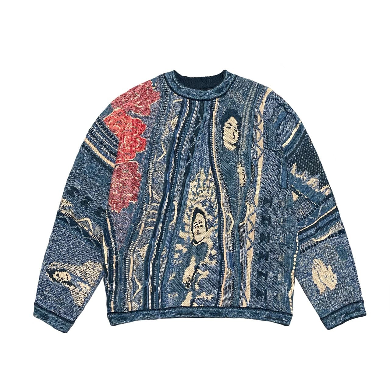 Pull col rond tricoté style ethnique vintage contrasté en jacquard, grande taille