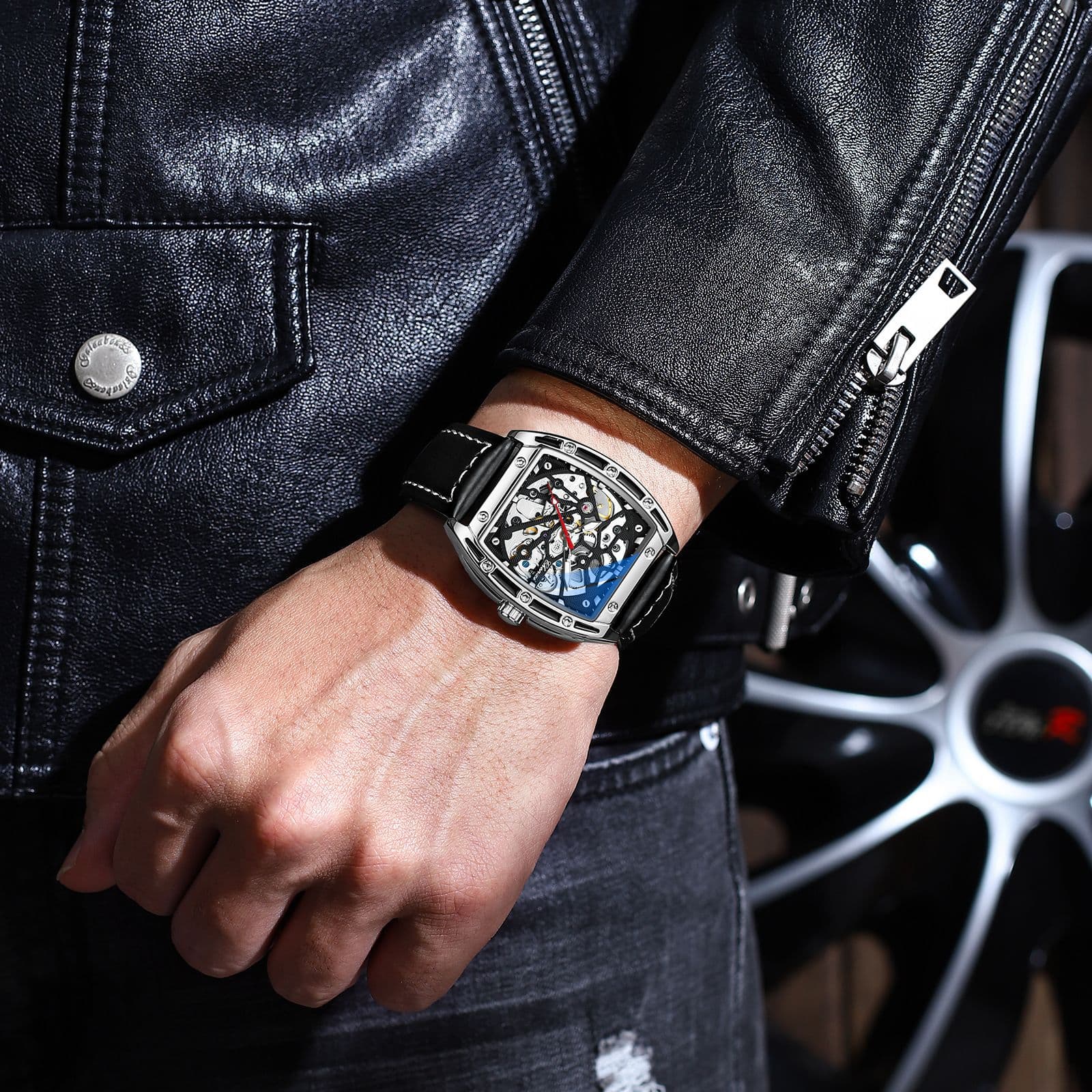 New Watch Dawn Wine Barrel Hollow Fully Automatic Mechanical Watch Men's Night Glow Mechanical Watch Fashion and Elegance Watch