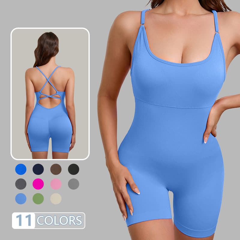 Women's Clothing One Piece Yoga Suit With Chest Pad Removable Back Breathable Casual Sports Body Shaping Jumpsuit