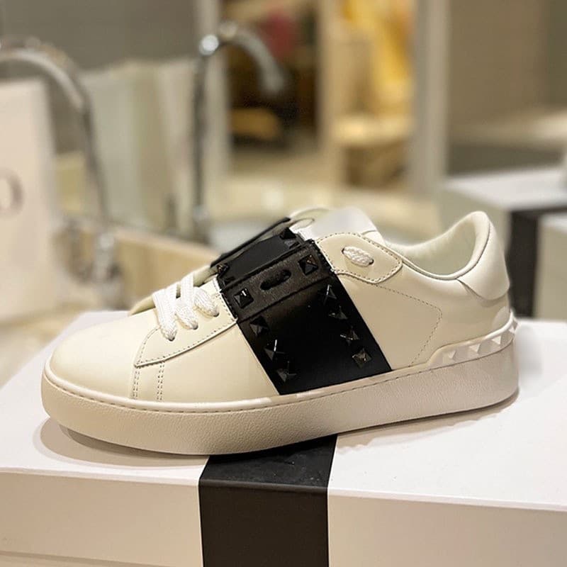 Chaussures de couple à lacets en cuir blanc pour hommes et femmes, nouvelle collection 2024