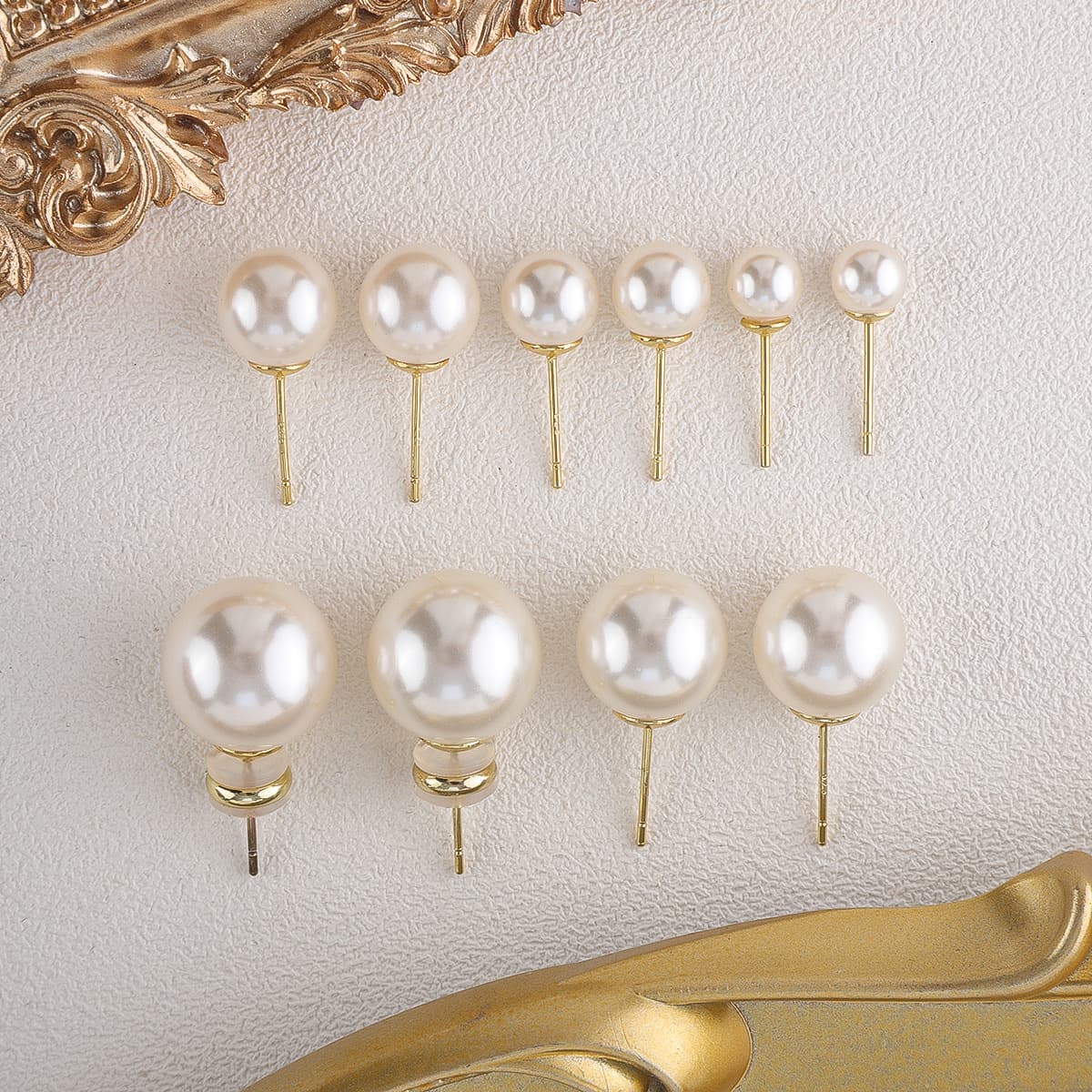 Shijia pearl earrings sterling silver gold earrings simple earrings high-end no pierced mosquito coil ear clips for women