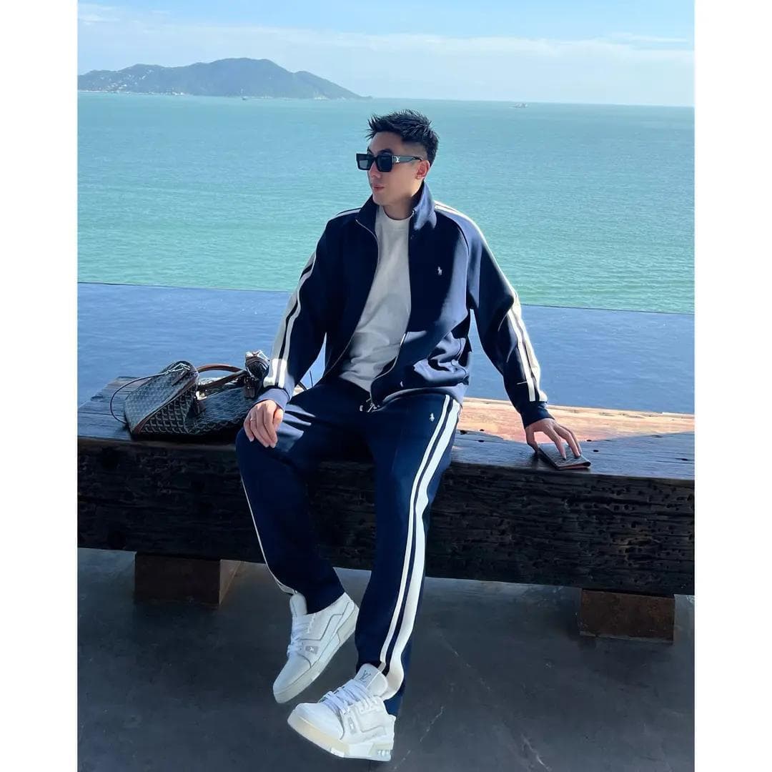 Ensemble deux pièces pour homme, veste de costume sport haut de gamme à col montant, style décontracté, tendance, léger et luxueux.