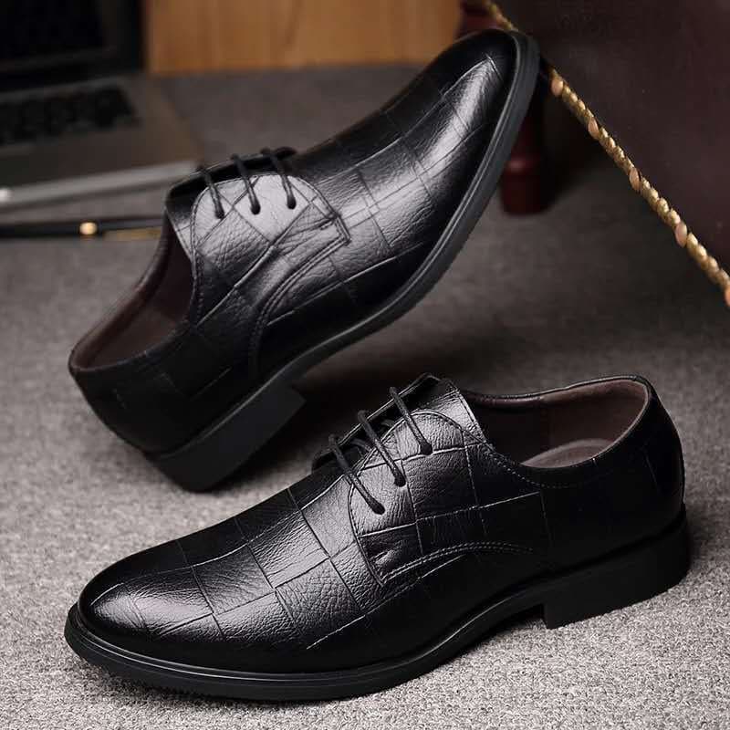Men's leather shoes spring fashion casual leather shoes business shoes texture glossy comfortable soft sole slip-on men's leather shoes