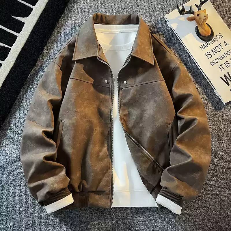 Men's Clothing 2024 Men's MotorcyclePU Leather Jacket Men's Trendy Brand Leather Jacket Spring And Autumn Korean Style Casual Leather