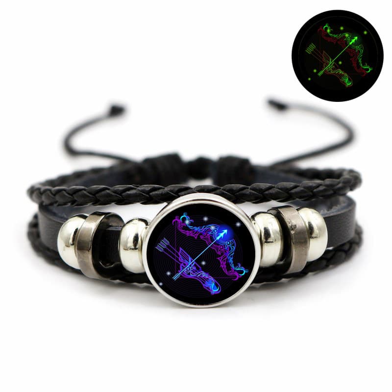 Bracelet en cuir lumineux pour homme et femme, douze constellations, style coréen, simple et lumineux