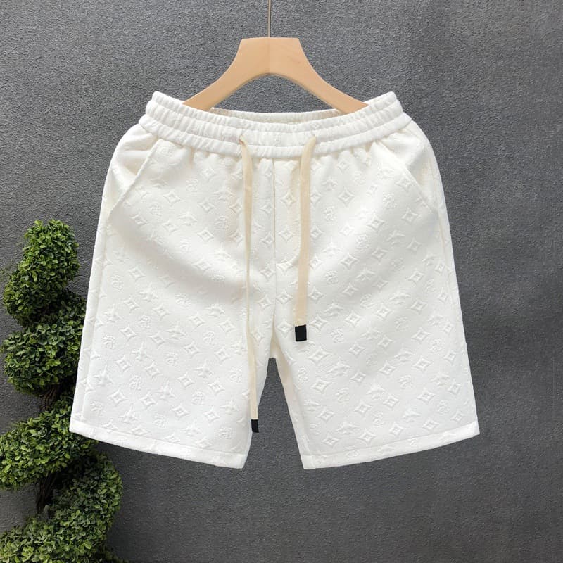 Short de sport mi-long slim fit jacquard à motif géométrique noir tendance, style urbain