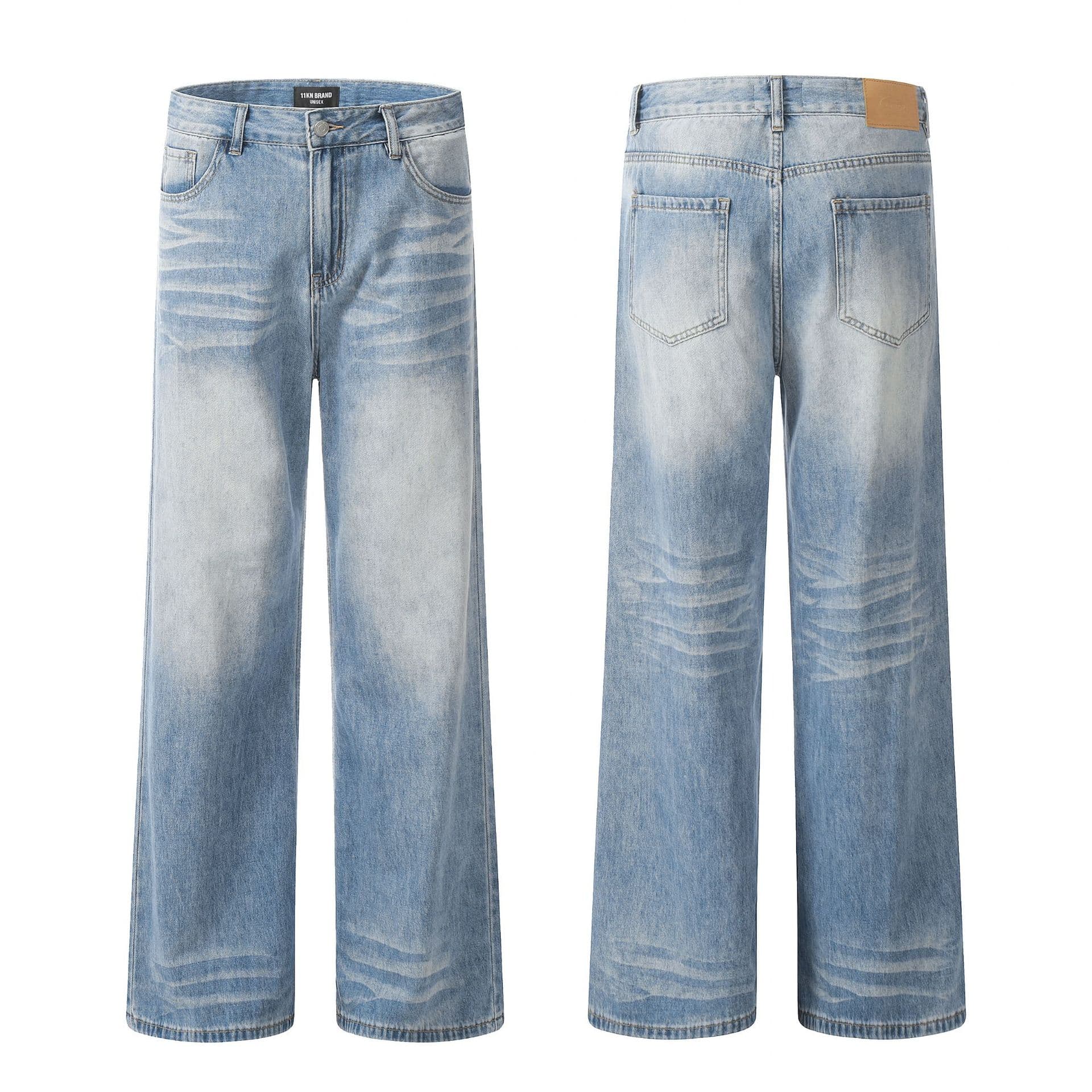 Men's Clothing High Street Retro Jeans Loose Straight High End Sense Of All Match Wide Leg Pants Handsome Pants