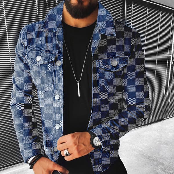 Men's Spring And Autumn Casual Loose Denim Jacket Multi-pocket Button Jacket