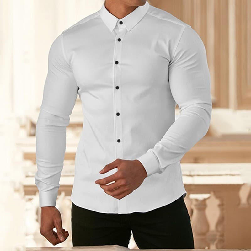 Men's Clothing Men's Business Shirt Non Iron Professional Work Summer Anti Wrinkle White Shirt Men's Long Sleeve Shirt