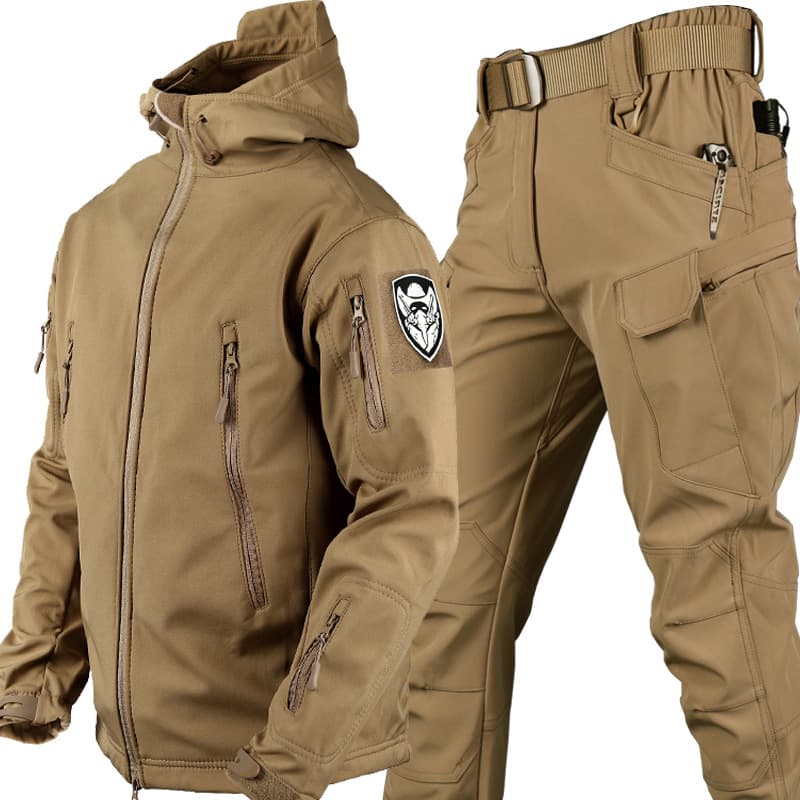 Warmer Anzug für Herren im Freien, Softshell, tragbare, verdickte Camouflage-Kleidung