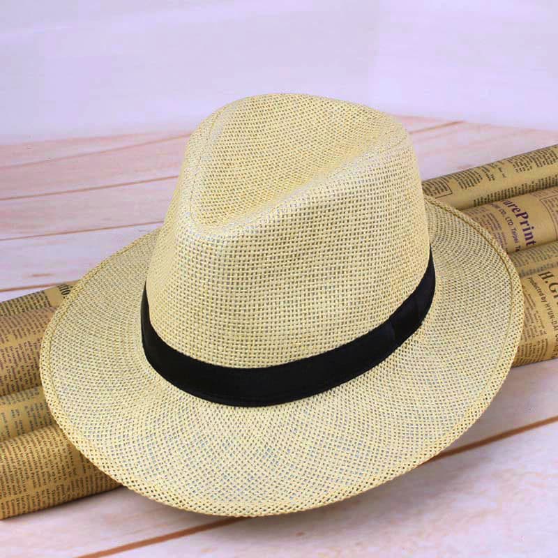 New Arrivals NEW Men Straw Panama Hat Handmade Cowboy Cap Summer Beach Travel Sunhat