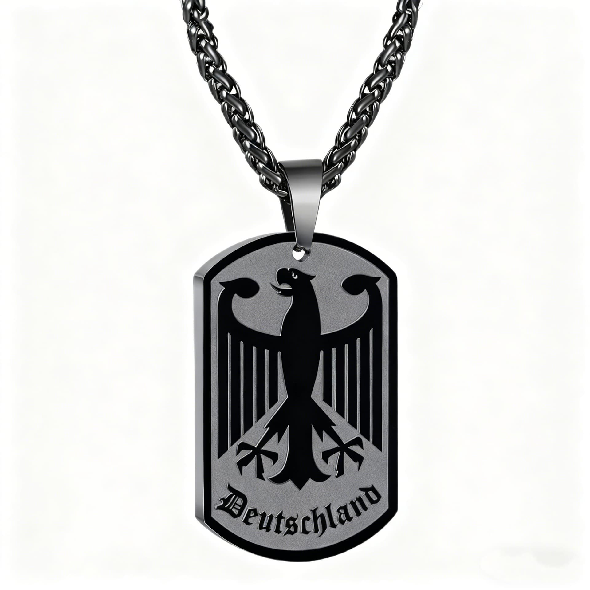Cross-Border New German Eagle Emblem Stainless Steel Military Badge Necklace Men's Personalized Fashion Gift