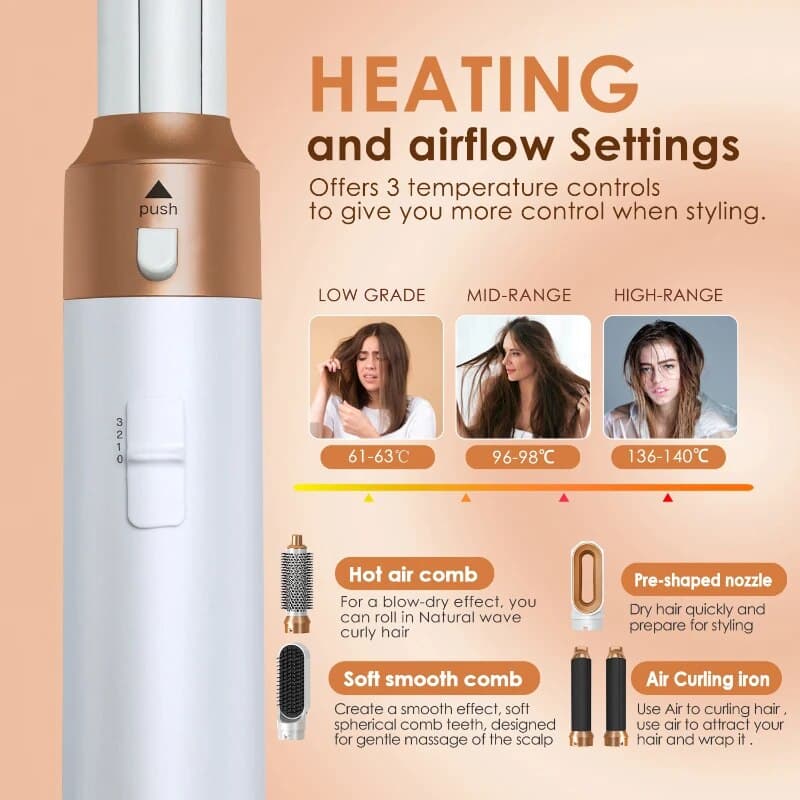 5 In 1 Hot Comb Set Professional Curling Iron Styling Tool For Airwrap Hair Dryer Household 2025