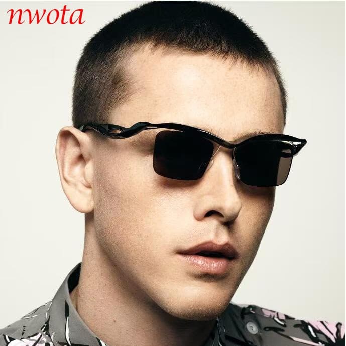 New Cross Mirror Sunglasses Square Frame Sunglasses Men And Women Special Shaped Half Frame Eyebrows Personality Sunglasses