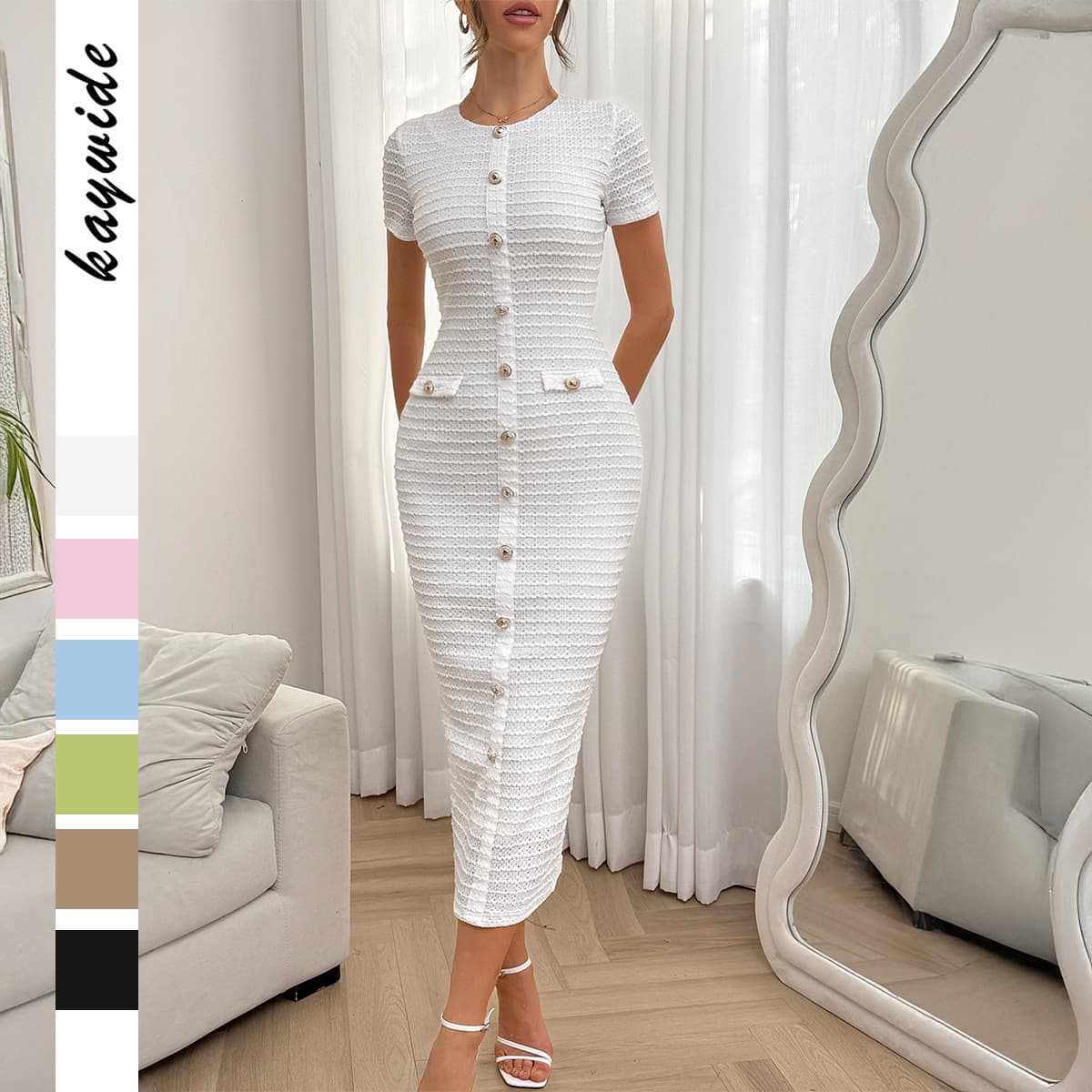 Women's Clothing Temperament Elegant Style Button Slim Dress