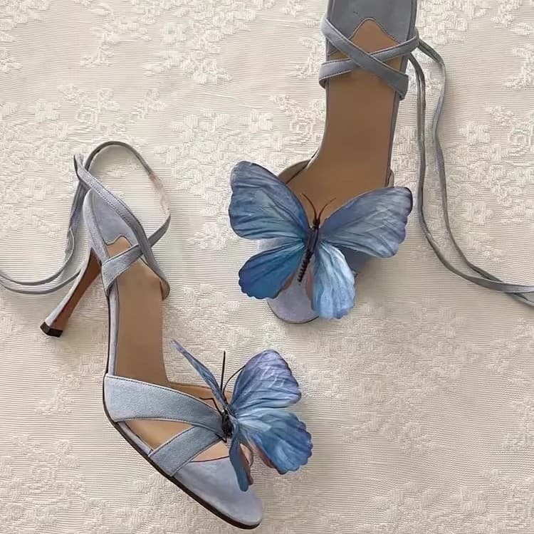 Women's Shoes Thailand Niche Advanced Butterfly Decoration Strap Sexy Stiletto High Heel Sandals