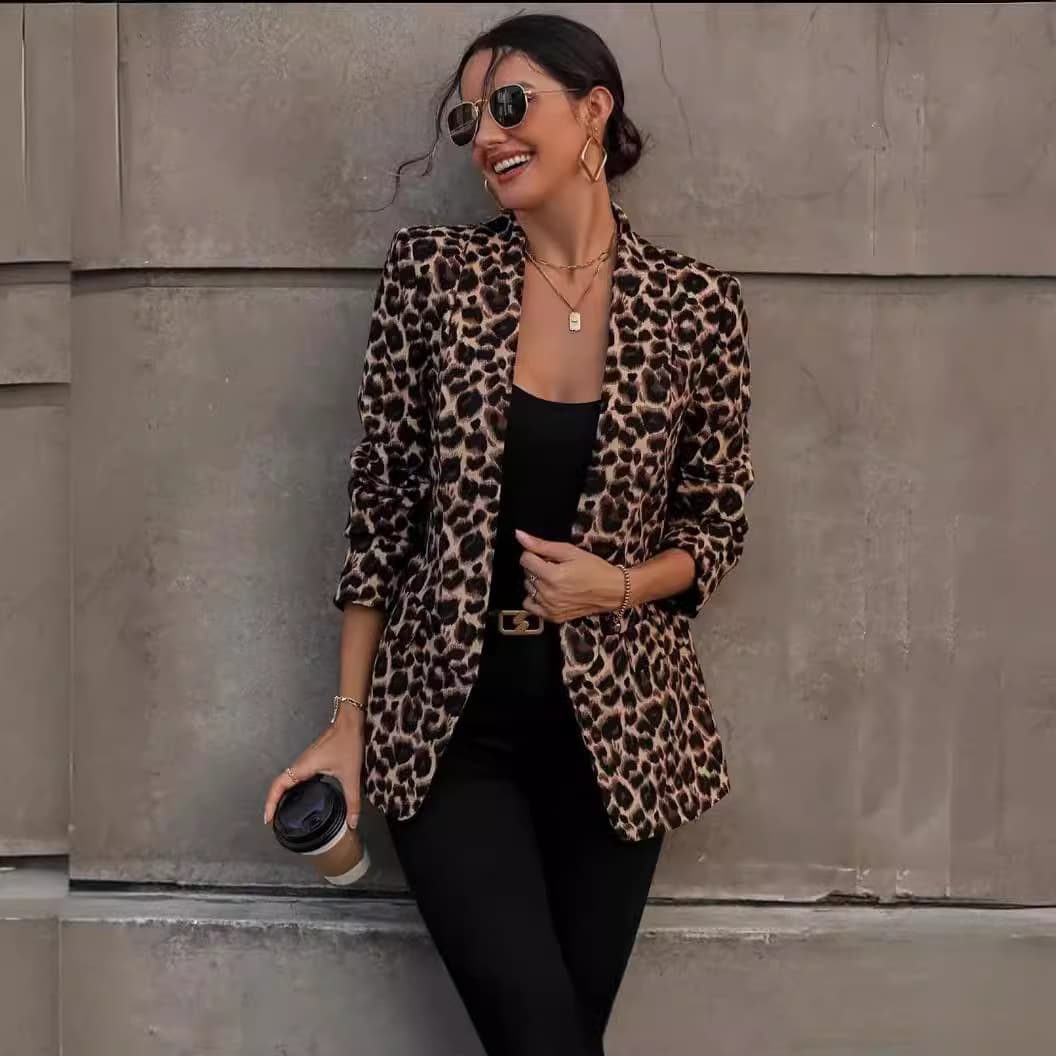​​Leopard Print Blazer Jacket - Slim Fit Distressed Polyester Suit Coat For Women & Men (2 Colors, S-XXXL)​​