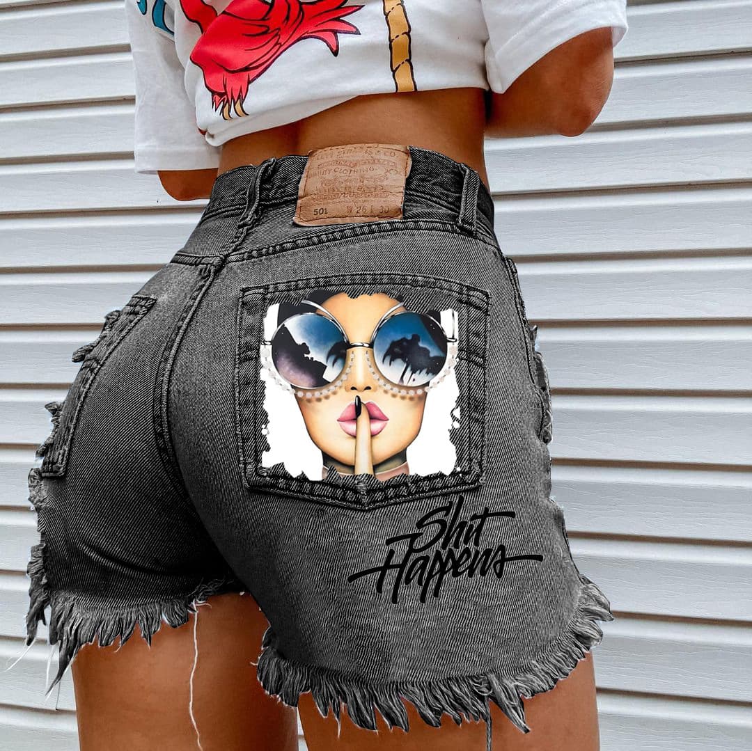 Punk worn jeans women's summer ins style personality casual women's shorts