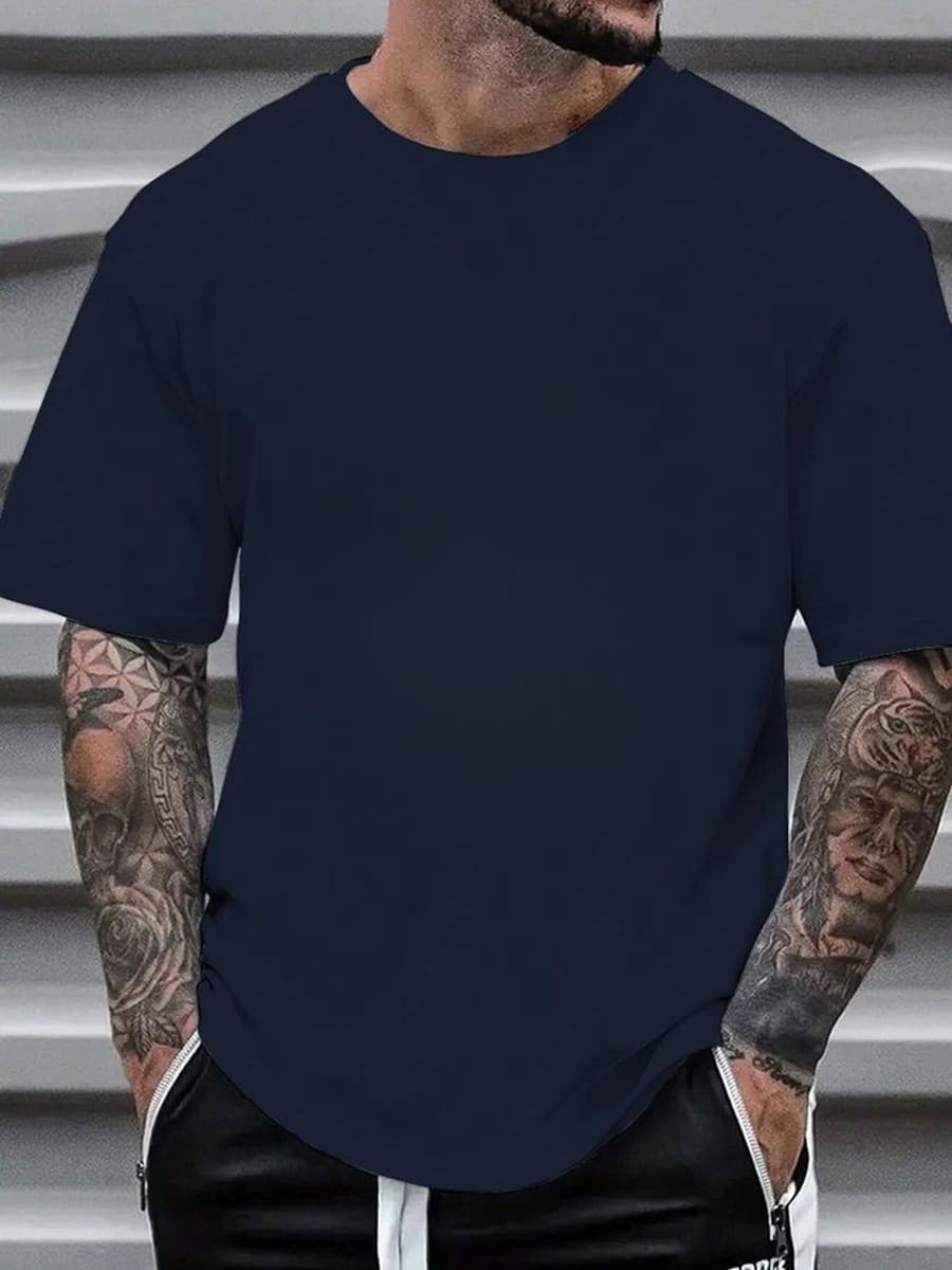 With Brand Logo 100% Cotton Summer Men Loose T-Shirts Casual Breathable Short Sleeves Fashion Outdoor High Street Top