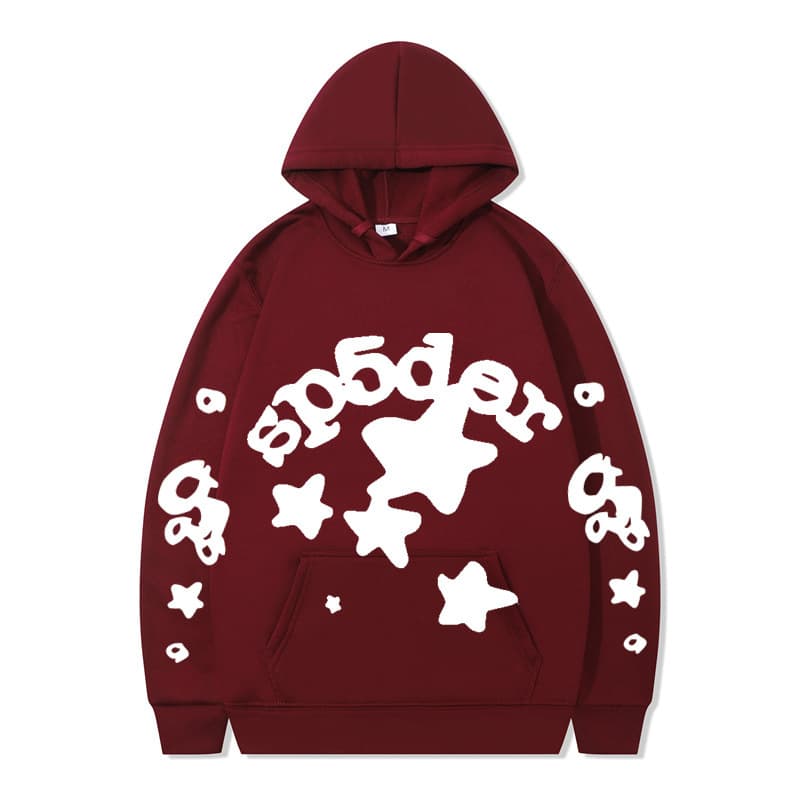 Sweat à capuche unisexe SP5DER imprimé toile d'araignée, marque tendance européenne et américaine, grandes tailles, coupe ample.
