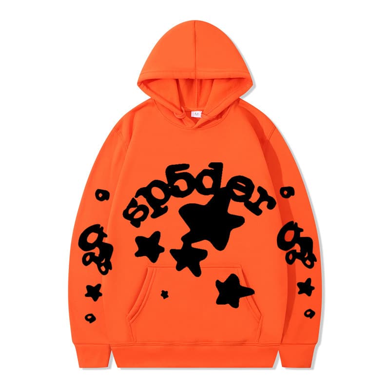 Sweat à capuche unisexe SP5DER imprimé toile d'araignée, marque tendance européenne et américaine, grandes tailles, coupe ample.