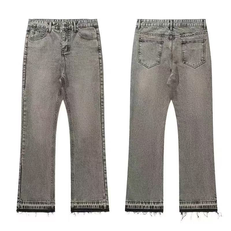 Men's Clothing Cross Border Supply, 507 Style Washed Denim Jeans With Tassel Cuffs And A Slightly Flared Hem, Retro High Street Vibe Style Trousers.