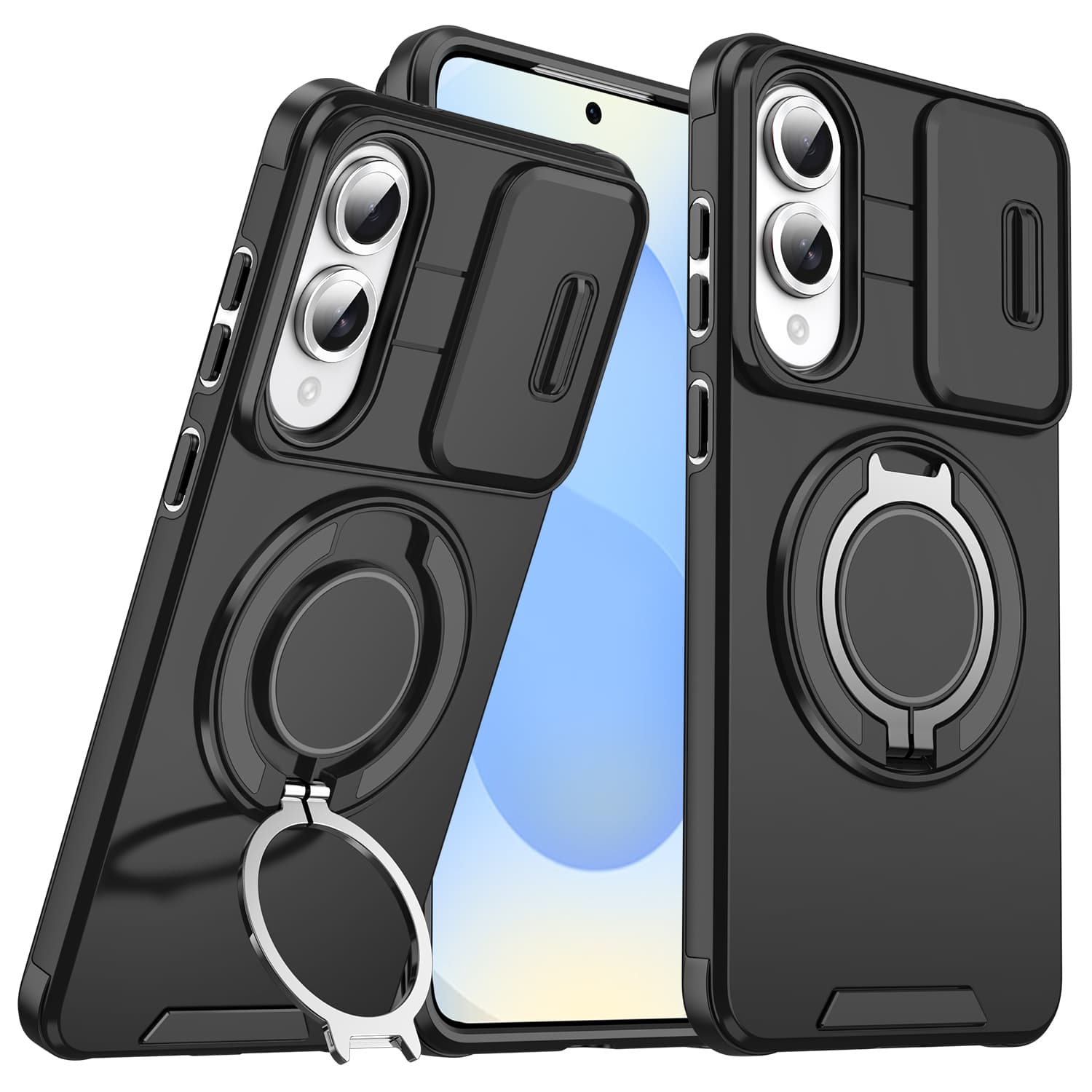 Red Armor Magnetic Bracket Case For Samsung S25 Edge S24 S23 Plus Ultra FE A56 A36 A16 A06 A55 A35 A15 Hybrid Bump