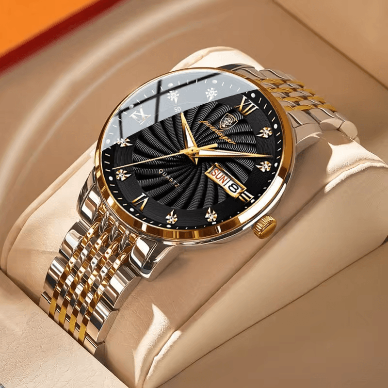 Luxury Brand Man Watch Waterproof Luminous Date Week Men's Quartz Wristwatch Stainless Steel Fashion Sports Men Watches