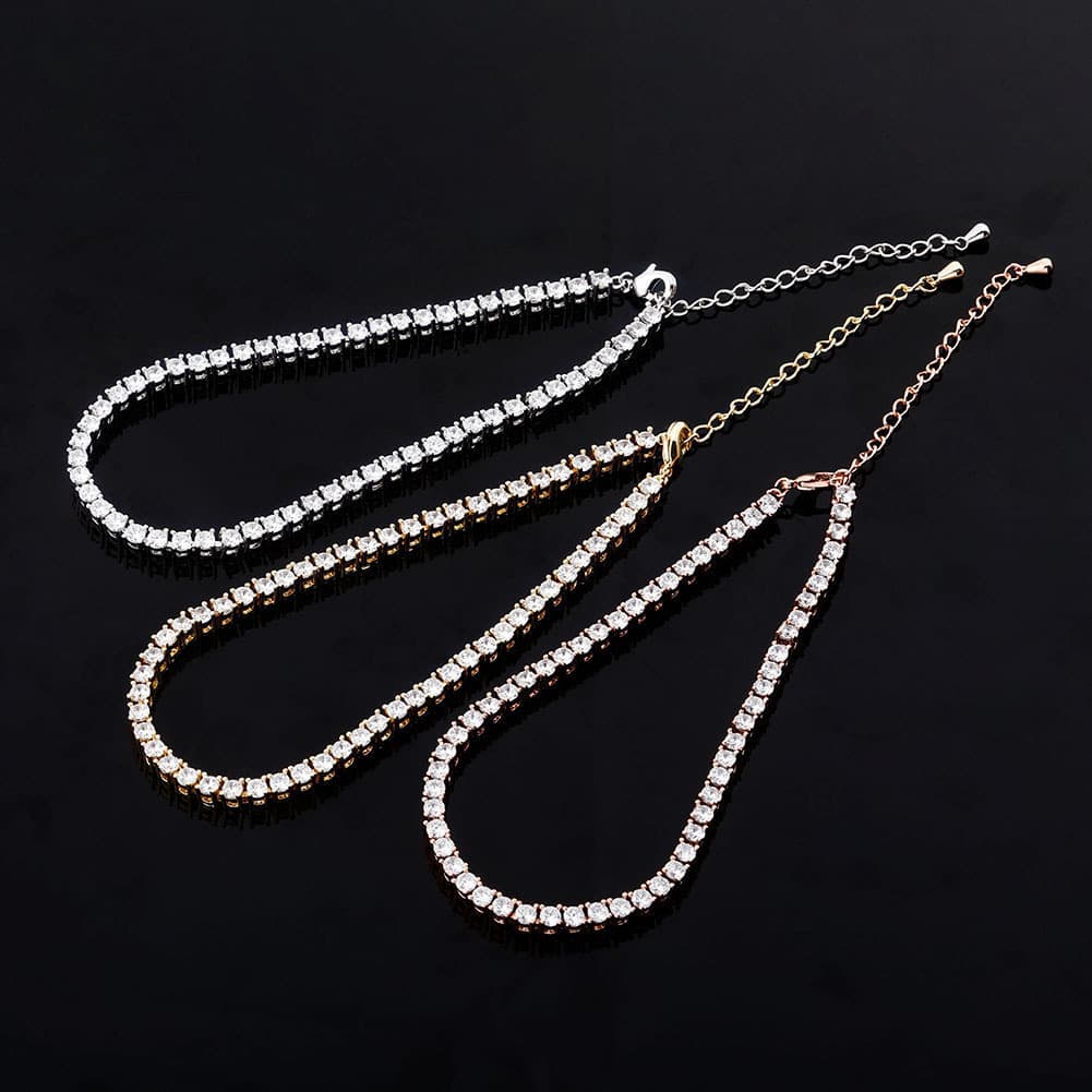 Bracelets 3/4/5/6MM Light Luxury High End Starry Sky Anklet Female Cold Style Niche Exquisite Row Diamond Geometric Foot Jewelry